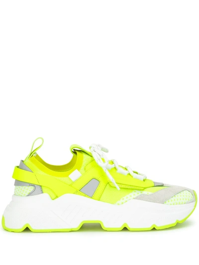 Dolce & Gabbana Daymaster Sneaker In Stretch Jersey In Yellow
