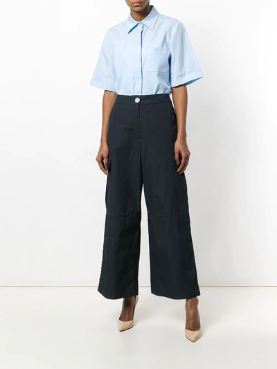 Shop Walk Of Shame Cargo Pocket Palazzo Trousers In Blue