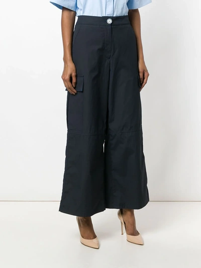 Shop Walk Of Shame Cargo Pocket Palazzo Trousers In Blue