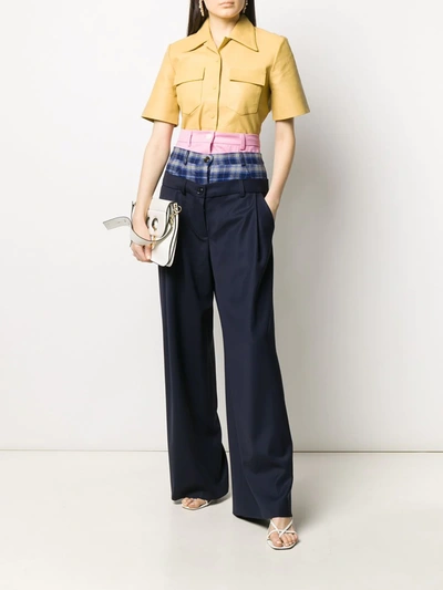 Shop Natasha Zinko Multi-waist Detail Palazzo Pants In Blue