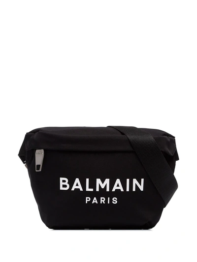 Shop Balmain Logo-print Belt Bag In Black
