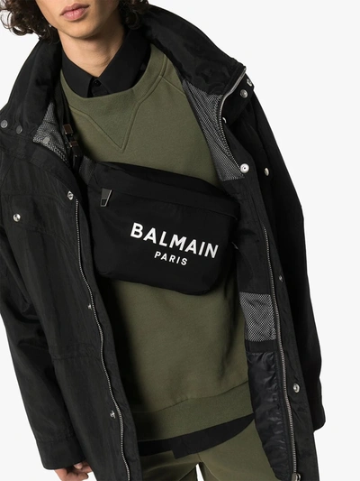 Shop Balmain Logo-print Belt Bag In Black