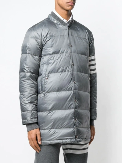 Shop Thom Browne 4-bar Matte Nylon Coat In Grey