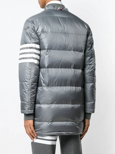 Shop Thom Browne 4-bar Matte Nylon Coat In Grey