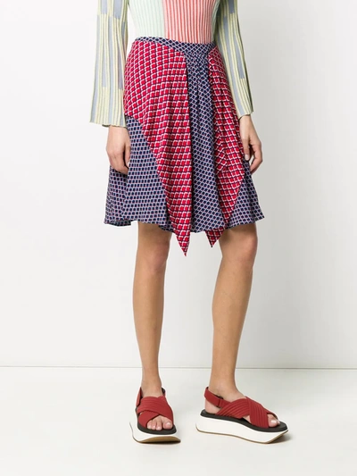 Shop Kenzo Panelled Geometric-print Skirt In Blue