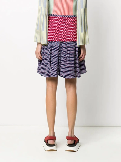 拼接设计几何印花半身裙