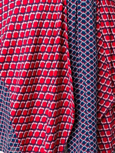 拼接设计几何印花半身裙