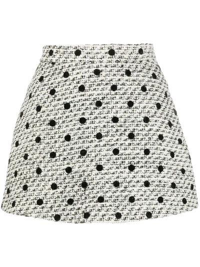 Shop Valentino Tweed Polka Dot Short Shorts In White