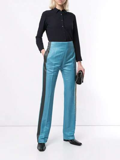 Shop Haider Ackermann Band Detail Trousers In Blue