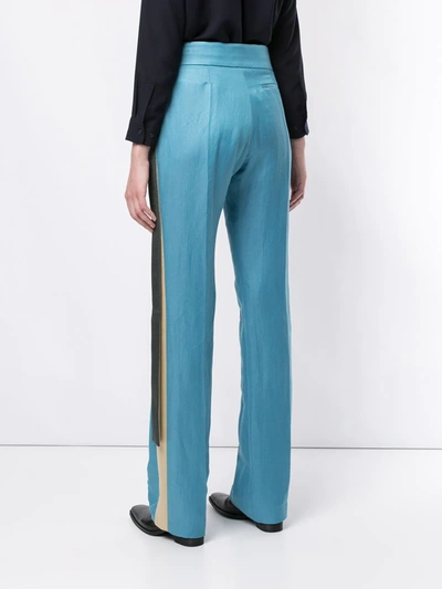 Shop Haider Ackermann Band Detail Trousers In Blue