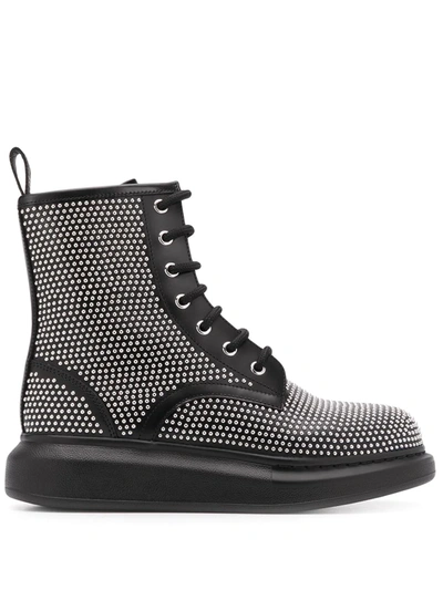 Shop Alexander Mcqueen Studded Lace-up Ankle Boots In Black
