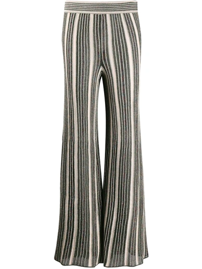 Shop M Missoni Metallic Knit Flared Trousers In Green