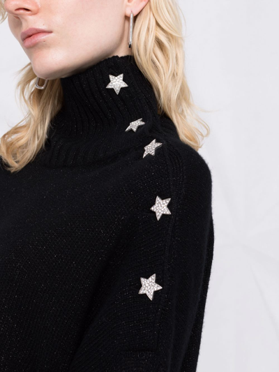 Zadig & Voltaire Alma Star-charm High-neck Jumper In Schwarz