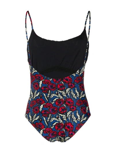 Shop La Doublej Amalfi Floral Swimsuit In Blue