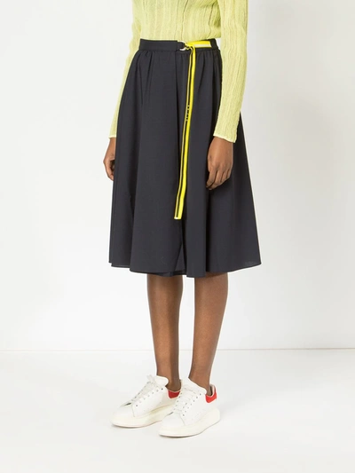 Shop Aalto Belted Wrap Front Skirt In Blue