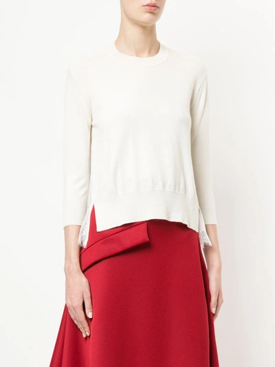 Shop Onefifteen Lace Panel Sweater In White