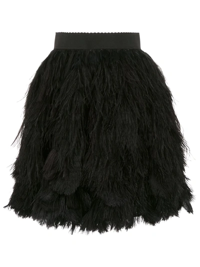 Shop Dolce & Gabbana Feather Appliqué Mini Skirt In Black