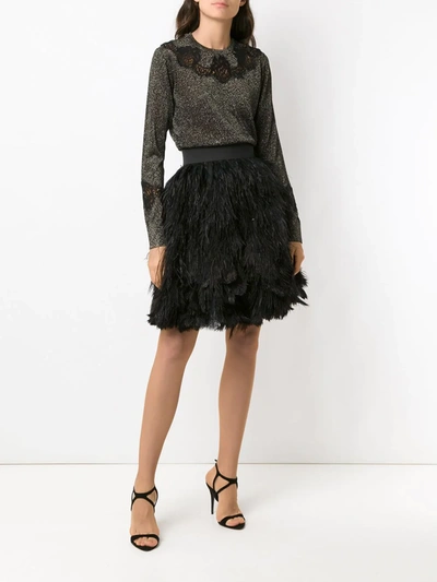 Shop Dolce & Gabbana Feather Appliqué Mini Skirt In Black