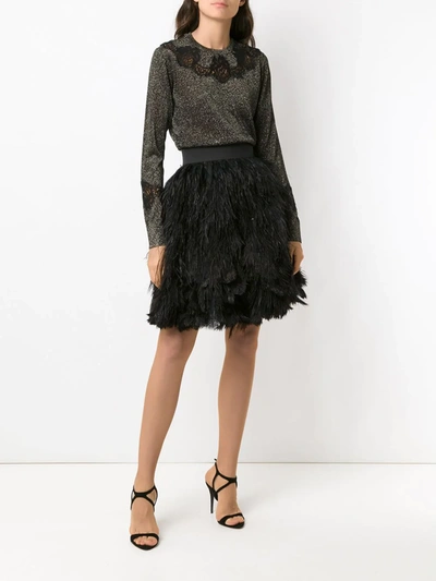 Dolce & Gabbana Feather Appliqué Mini Skirt In Black