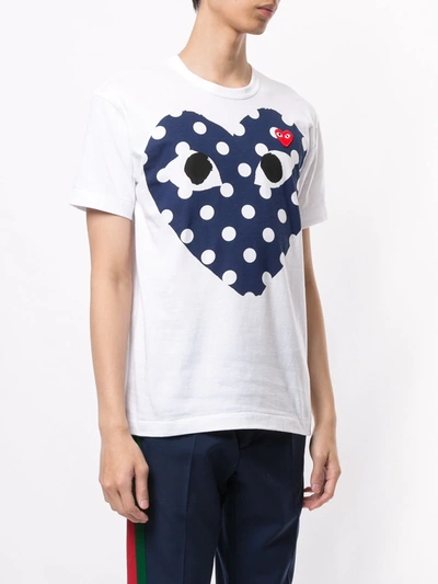 Shop Comme Des Garçons Play Heart Print Crew Neck T-shirt In White