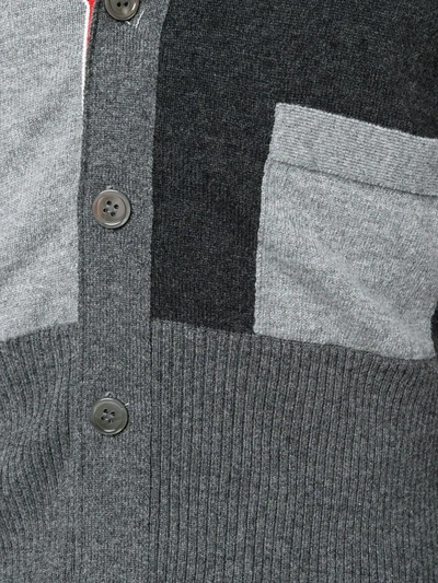 Shop Thom Browne Fitted Waist V-neck Cardigan In Grey