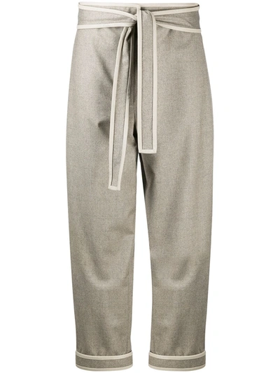 Shop Stella Mccartney Tie-waist Cropped Trousers In Grey