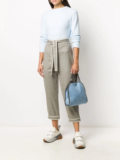 Shop Stella Mccartney Tie-waist Cropped Trousers In Grey