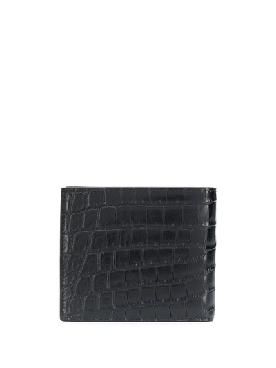 Shop Saint Laurent Croc-effect Bi-fold Wallet In Black