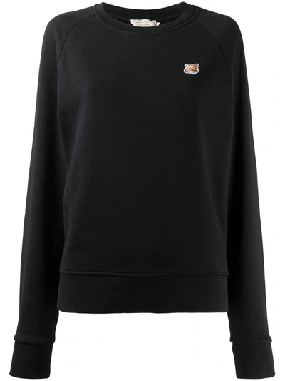 Shop Maison Kitsuné Embroidered Logo Sweatshirt In Black