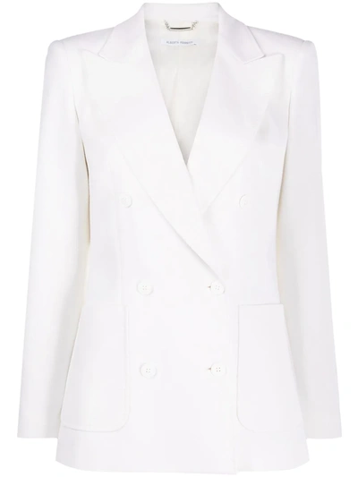 Shop Alberta Ferretti Double-breasted Fitted Jacket In White
