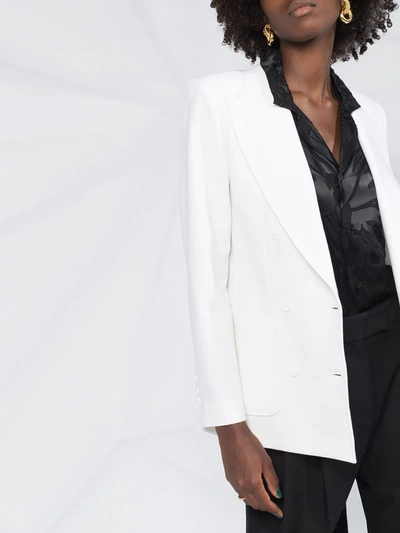 Shop Alberta Ferretti Double-breasted Fitted Jacket In White
