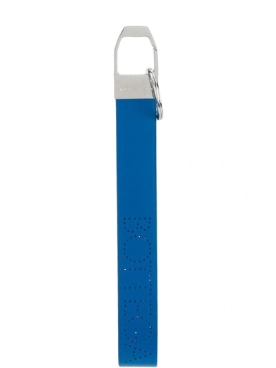 Shop Bottega Veneta Perforated-logo Keyring In Blue