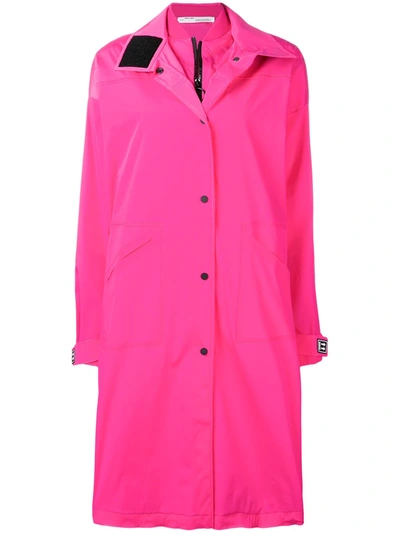 Shop Off-white Long K-way Trenchcoat In Pink