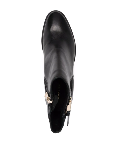Shop Tommy Hilfiger Monogram-hardware Leather Ankle Boots In Schwarz