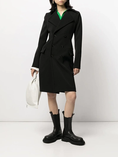Shop Bottega Veneta Wool-blend Double-breasted Coat In Black