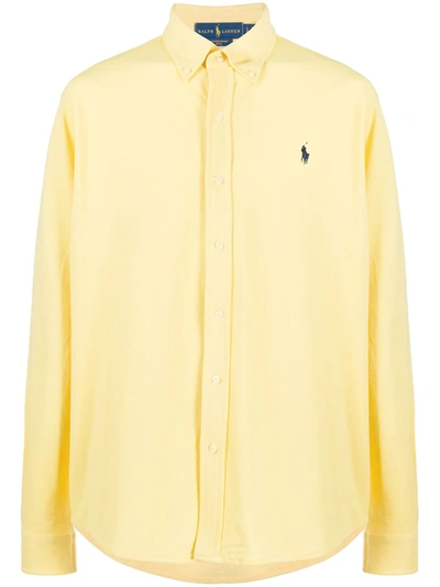 Shop Ralph Lauren Logo-embroidered Button-down Shirt In Yellow