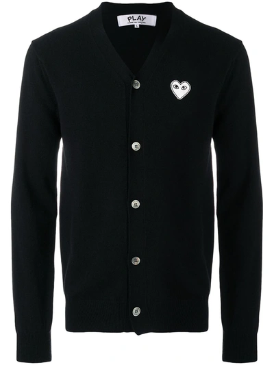 Shop Comme Des Garçons Play Embroidered Heart Sweater In Black