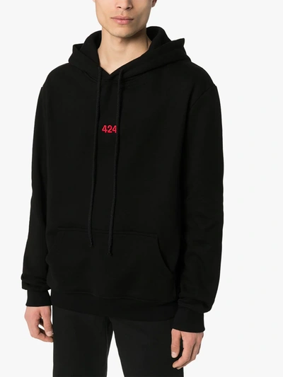 Shop 424 Logo-embroidered Hoodie In Black