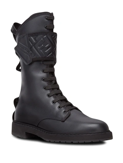 Shop Fendi High Ankle Biker Boots In Black