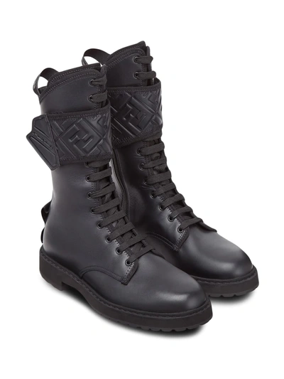 Shop Fendi High Ankle Biker Boots In Black