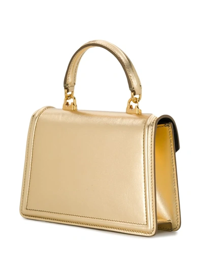 Dolce & Gabbana Small Devotion Metallic Top Handle Bag In Gold