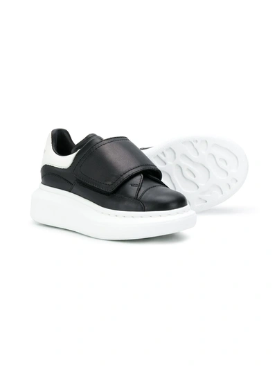 Shop Alexander Mcqueen Touch-strap Extended Sole Sneakers In Black