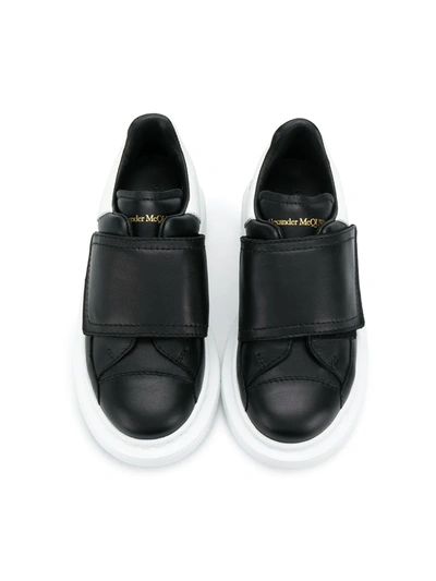 Shop Alexander Mcqueen Touch-strap Extended Sole Sneakers In Black