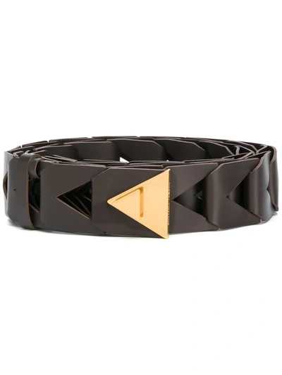 Shop Bottega Veneta Cut-out Detail Hook Belt In Brown