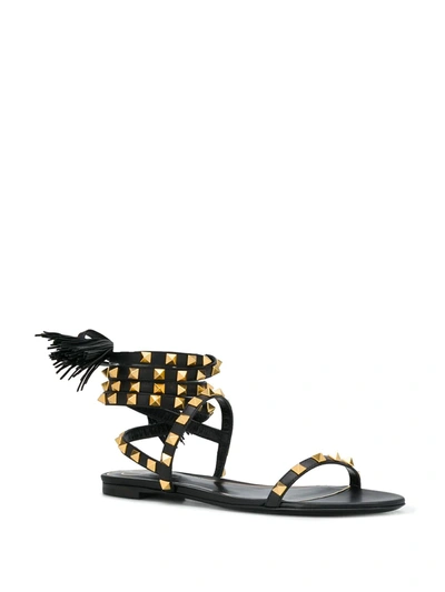 Shop Valentino Rockstud Flair Sandals In Black