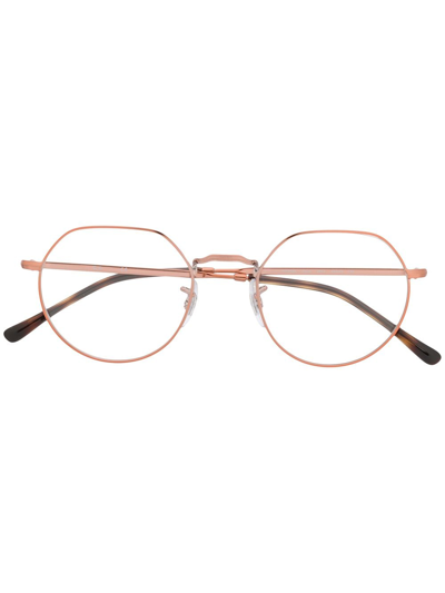 Shop Ray Ban Geometric Frame Glasses In Pink