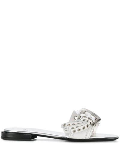 Shop Toga Studded Buckled Sandals In Silver