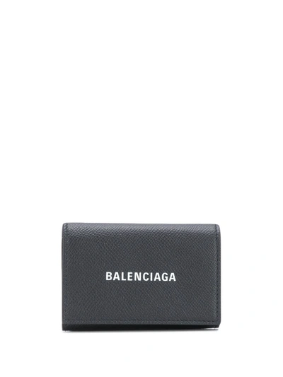 Shop Balenciaga Logo-print Card Case In Black