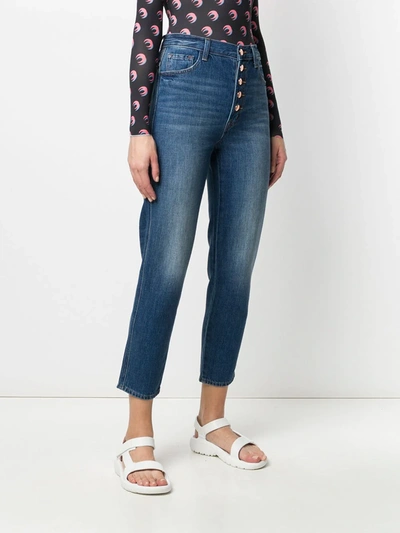 Shop J Brand High Waisted Cropped Denim Jeans In Blue