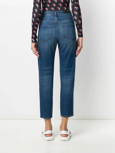 Shop J Brand High Waisted Cropped Denim Jeans In Blue